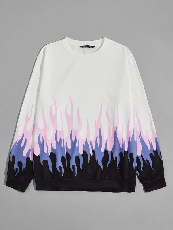 Guys fire print pullover