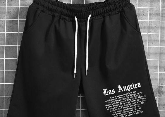 Black Casual   Polyester Slogan Track Shorts Embellished Slight Stretch Spring/Summer/Fall Men Bottoms
