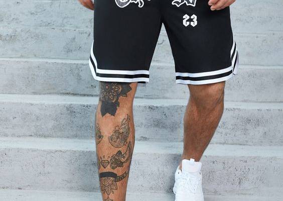 Black Casual Collar  Fabric Letter,Striped Straight Leg Embellished Slight Stretch  Men Plus Size Clothing