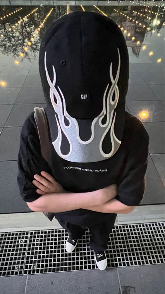 Yeezy Gap Balenciaga flame cap outfit