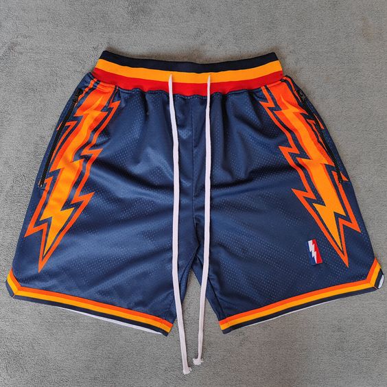 Thunder Printed Streetwear Basketball Shorts with Zipper Pockets – Jersey One