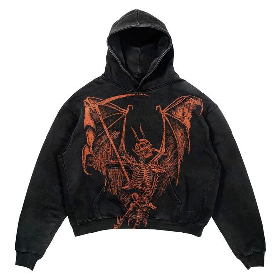 Introducing the Vintage Streetwear Skull Demon Black Oversized Hoodie Sweatshirt – the ultimate addition to your streetwear wardrobe. This hoodie features a bold and striking skull demon graphic, adding a touch of edge to your look. The black colorway is perfect for pairing with a range of outfits, while the oversized fit adds an extra level of comfort and style. Not only is this hoodie stylish, but it’s also practical and comfortable. Made from high-quality materials, the soft and breathable fa