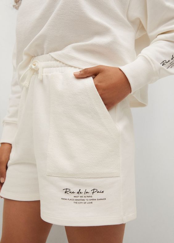 Cotton shorts with message –  Woman | Mango India