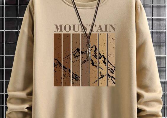 Khaki Casual Collar Long Sleeve Fabric Letter Pullovers Embellished Slight Stretch  Men Hoodies
