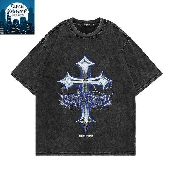 ⚠️PLEASE CHECK THE SIZE CHART BEFORE ORDERING!⚠️ 🌟Soft and comfy high quality t-shirt with a bleached look and a print of a cross. This gothic style harajuku tee is a great addition to your wardrobe. Do not miss the chance to shine in new colors wearing our distressed acid washed vintage shirt. Our 90s streetwear style apparel is great for daily wear or for any parties or occasions you might be having!🌟 🌟We suggest washing this in low temperature and hanging it to dry to preserve the quality.
