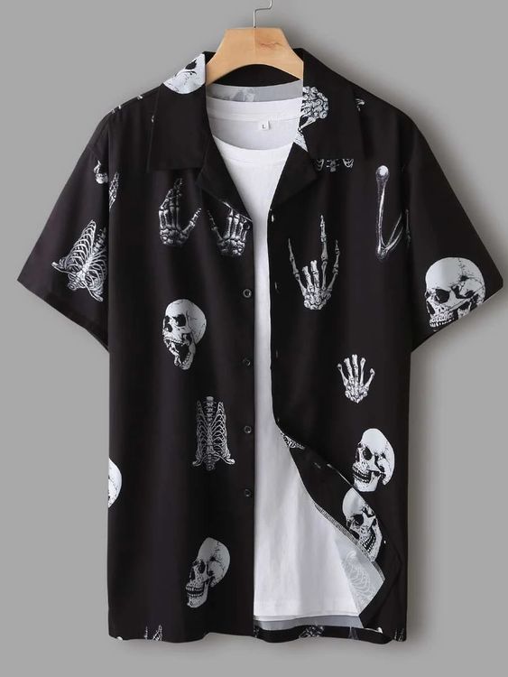 Men Skull Print Button Up Shirt | SHEIN USA