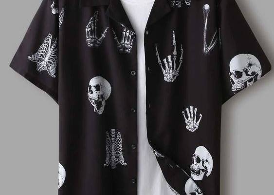 Men Skull Print Button Up Shirt | SHEIN USA