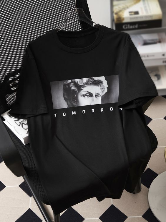 Negro Casual Collar manga corta Tela Figuras  Embellished Elástico Ligero