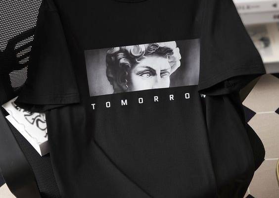 Negro Casual Collar manga corta Tela Figuras  Embellished Elástico Ligero