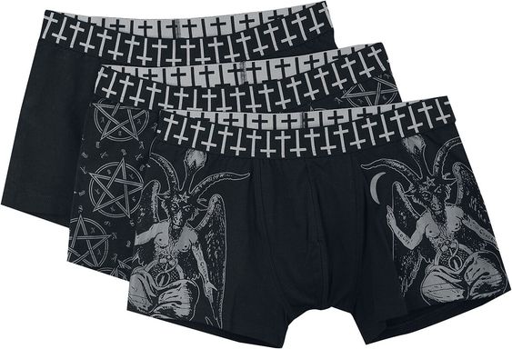 Schwarzes Boxershort-Set mit Prints Boxershort von Gothicana by EMP  für Männer