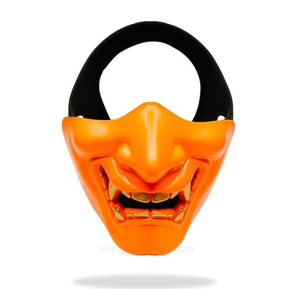 Young Sensei this Orange Oni Mask is a must have for all fans of Japanese folklore, Edo era, shinobi ninja and shogun 👹 Painting: made with environmentally friendly painting process, it is firm and has no odor Design: inspired by Japanese antiquity, the samurai world, shinobi and their Japanese masks Dimension: about 16cm wide and 13cm high Material and finish: this mask is made of resin, it has a fabric lining to ensure more comfort Quality: the curves are smooth for a “samurai mask” style. Ma