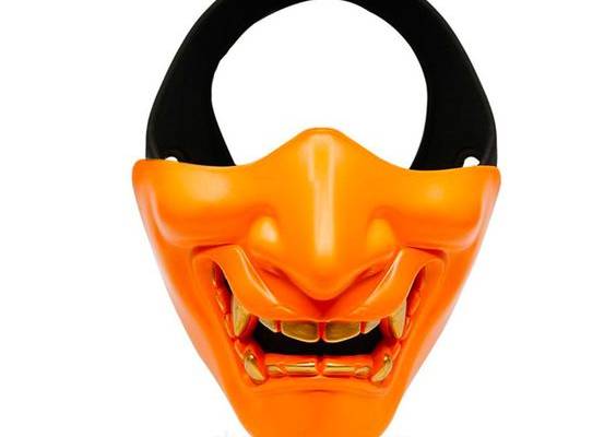 Young Sensei this Orange Oni Mask is a must have for all fans of Japanese folklore, Edo era, shinobi ninja and shogun 👹 Painting: made with environmentally friendly painting process, it is firm and has no odor Design: inspired by Japanese antiquity, the samurai world, shinobi and their Japanese masks Dimension: about 16cm wide and 13cm high Material and finish: this mask is made of resin, it has a fabric lining to ensure more comfort Quality: the curves are smooth for a 