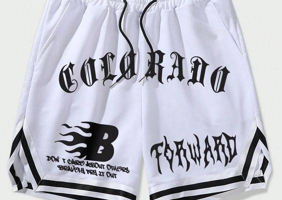 White Casual Collar  Fabric Letter,Striped Track Shorts Embellished Slight Stretch  Men Clothing