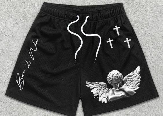 Gyms Fitness Bodybuilding Male Quick-drying Running Shorts Joggers Workout Sweatpants Elastic Waist Print Casual Shorts black4-4XL