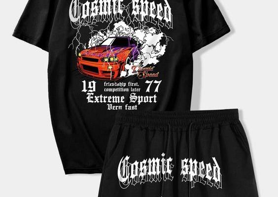 Black Casual Collar Short Sleeve  Car,Letter  Embellished Slight Stretch Summer Men Clothing