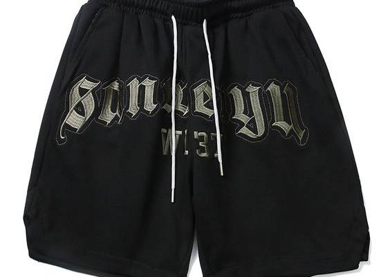 Summer Alphabet Embroidered Casual Shorts Fabric:55% cotton  45% polyester Size:M,L,XL,2XL, Multiple Color Selections:Deep purple,Black,Dark gray,Light Gray,Dark green