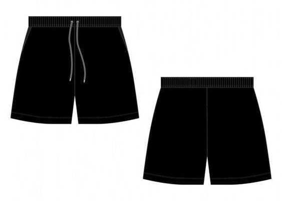 Esboço técnico preto esporte shorts calças no fundo branco | Vetor Premium