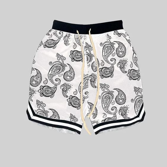 Harajuku Streetwear Shorts men Bandana Pattern Fashion Summer Shorts Hip Hop Casual Bottoms Elastic Wais man Casual pants