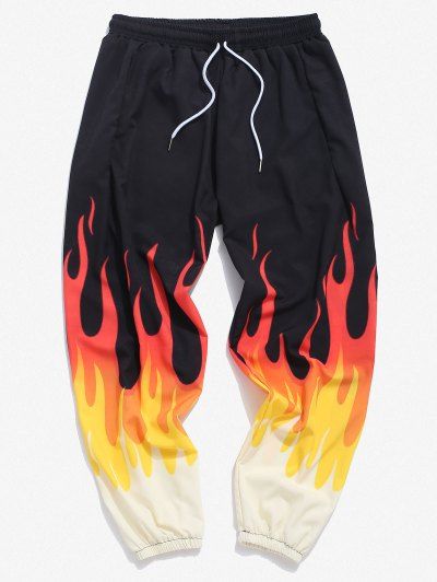 [Share for Rewards]ZAFUL Fire Flame Print Elastic Waist Pants.😍 I thought you might like this! Hurry, because it might sell out quick!💖