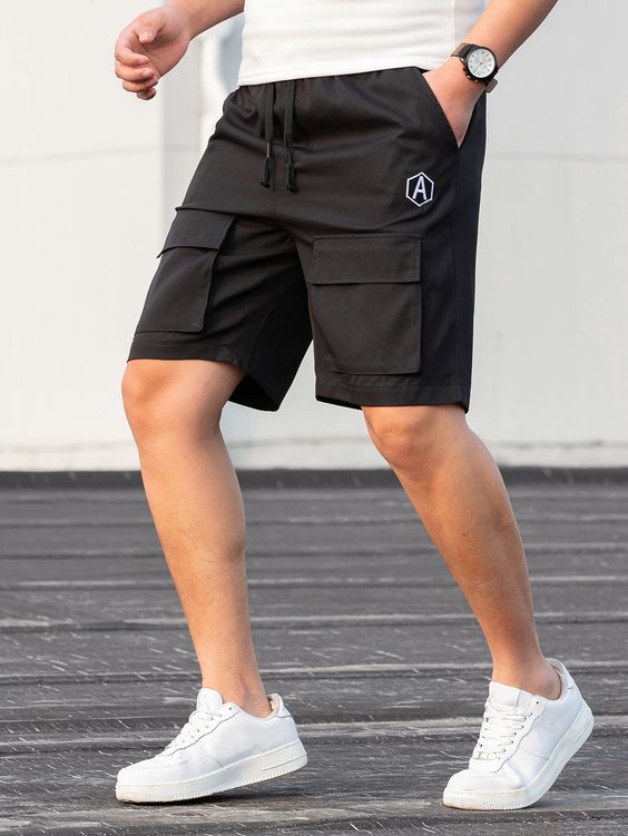 Black Street   Polyester Letter Bermuda Embellished Non-Stretch Summer Men Bottoms