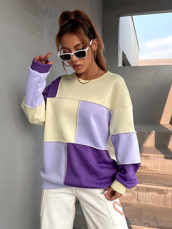 Drop Shoulder Cut And Sew Pullover