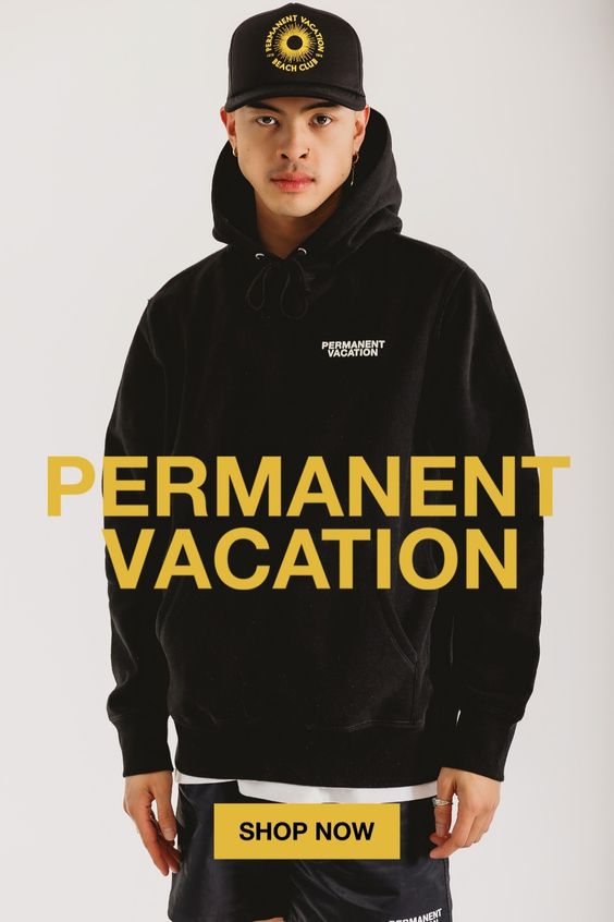 Our Classic hoodie is made in partnership with the Champion brand. The branding features our signature Permanent Vacation logo over the heart and also in large print across the back. The fit is timeless and the feel is soft and comfortable. These hoodies are streetwear inspired with clean, minimalistic and bold design elements.