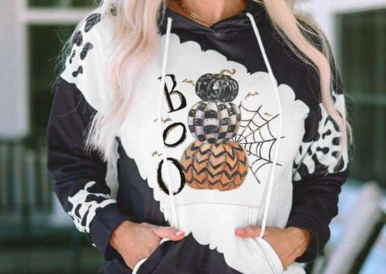 Graphic Drawstring Hoodie with Pocket