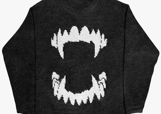 Vampire Teeth Sweater Oversized Horror Aesthetic