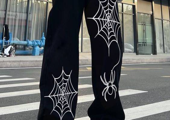 Black Casual Collar  Woven Fabric Graphic Straight Leg Embellished Non-Stretch  Men Bottoms