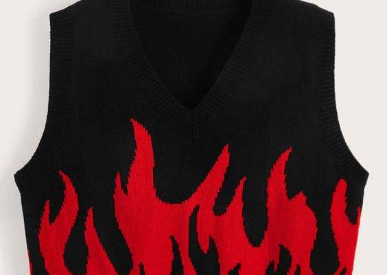 Plus Fire Pattern Sweater Vest