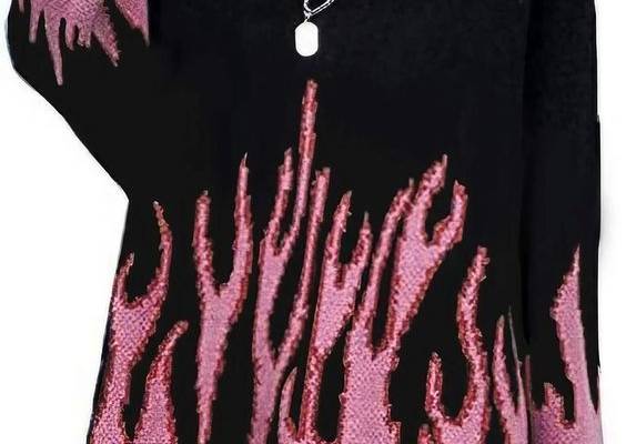 Sweater Long Sleeve Flame Bat Sleeve Jumper Oversized Casual Knitting Pullover Tops