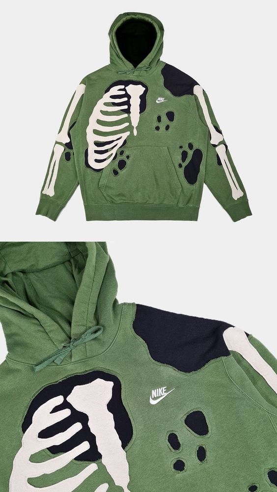 1 of 1 Reworked Nike ‘’Skeleton’’ Hoodie 💀🟢