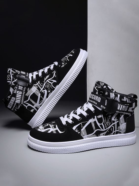 Black  Collar   Letter  Embellished   Men Shoes