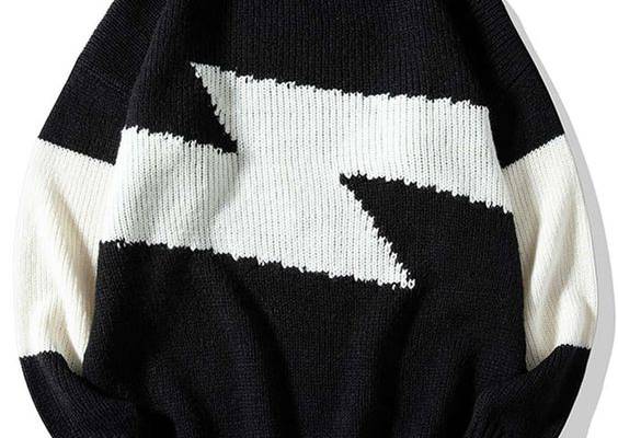 Black and White Casual Collar Long Sleeve Worsted Colorblock Pullovers Embellished Non-Stretch  Men Knitwear