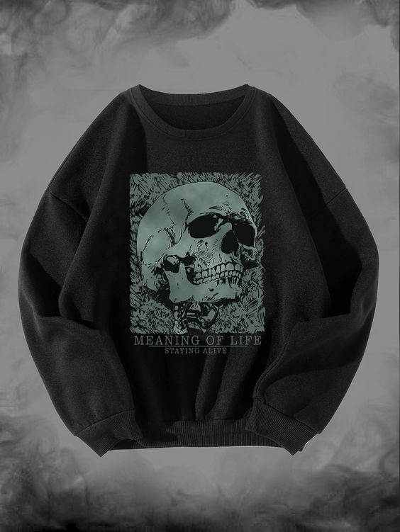 Black Casual Collar Long Sleeve Fabric Halloween,Letter Pullovers Embellished Slight Stretch Spring/Fall Women Sweatshirts