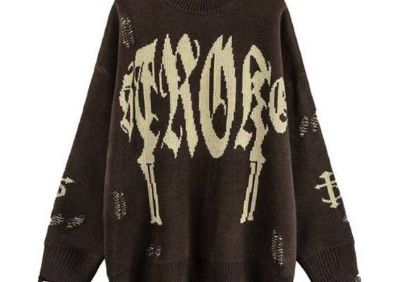 ⚡️Buy Letter Jacquard Ripped Holes Pullover Sweater Black M under $37.00 in Sweaters Online. Style: Casual/Street/Sweet/Preppy/Vintage/Y2K. Fabric Content: Polyester Blend. Fit Type: Loose. Neckline: Crew Neck. Sleeve Length: Long Sleeve. Unique and trendy alphabet jacquard design for a fashionable and eye-catching look.. Made from a comfortable and durable polyester blend fabric for all-day wear.. Loose fit style for a relaxed and comfortable fit, perfect for casual occasions.. Ripped detailing