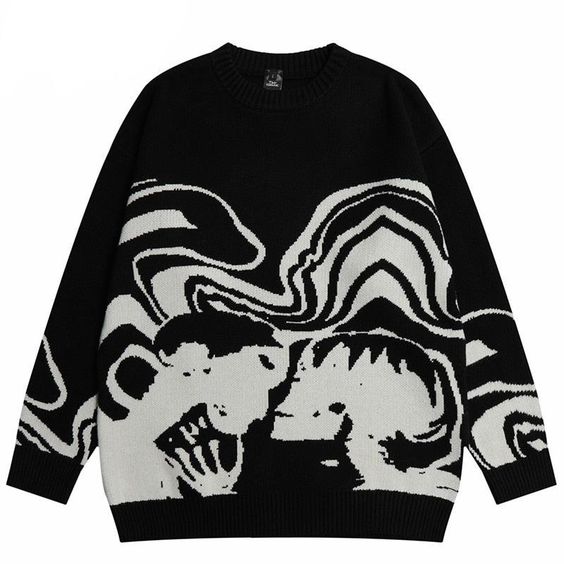 The Retro Painting Skull Sweater is a stylish and edgy piece of clothing that is perfect for those who love bold and unique fashion. The sweater features a retro-style painting of a skull, which is both striking and eye-catching.The sweater is made from a soft and comfortable material like cotton and wool, which makes it perfect for cooler weather. The design of the sweater is quite simple, with a crew neck and long sleeves.The Retro Painting Skull Sweater is a versatile piece that can be dresse