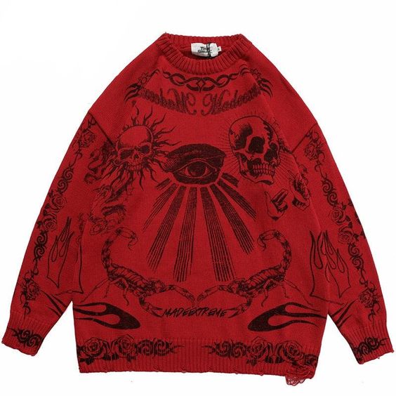 Scorpion Eye Print Knitted Sweater
