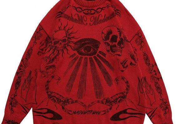 Scorpion Eye Print Knitted Sweater