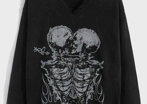 Black Casual Collar Long Sleeve Fabric Halloween Pullovers Embellished Slight Stretch  Men Knitwear