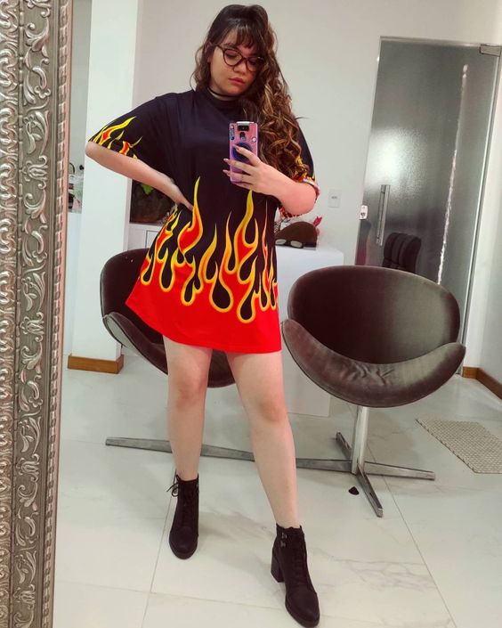 Blusão de fogo, vestido de fogo, vestido chamas, tumblr, look tumblr fogo, fire t shirt