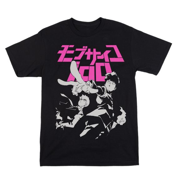 Short sleeve tee Printed art on the front Ribbed crew neck Regular fit 100% preshrunk combed ringspun cotton Atsuko Exclusive Officially licensed Mob Psycho Merchandise