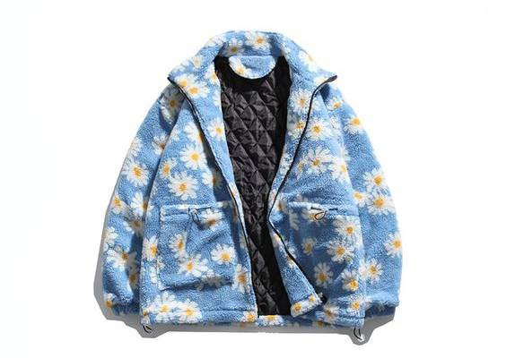 DETAILSFloral patternLining material : cotton and polyesterStand collarMade of polyester and cottonZipper closure