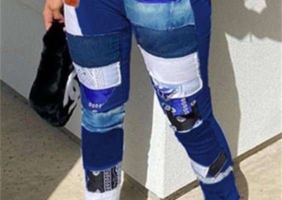Product Name Dark Blue Casual Print Patchwork High Waist Regular Denim Jeans Item NO. L87998420 Weight 0.5740 kg = 1.2655 lb = 20.2473 oz Category BOTTOMS > Jeans Tag CASUAL , Print , Patchwork , High Waist , Denim , Jeans , Yes(Elastic) , Regular , Conventional , Zipper Hasp Material Denim Style Casual Pattern Type Print Element Patchwork Elastic Yes(Elastic) Suit Type Jeans Fit Type Regular Waist Type High Waist Closure Type Zipper Hasp Profile Conventional Type Patchwork Size(in) Waist Hips B