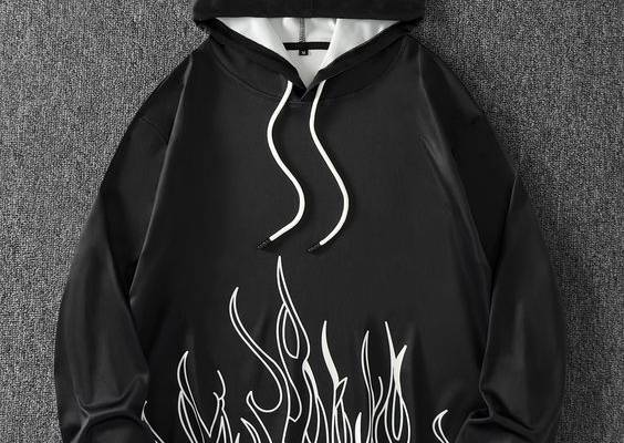 Black Street  Long Sleeve Polyester Fire Pullovers  Medium Stretch Spring/Fall Men Hoodies