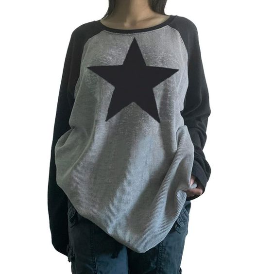 PRICES MAY VARY. 100% Polyester Imported Pull On closure Y2K pullover t-shirts girl’s star grunge Harajuku sweatshirt full sleeve preppy long sweats tops for women. The loose star long sleeve shirt y2k is made of polyester blend material, lightweight, skin-friendly, breathable for e-girl. Women’s crewneck graphic y2k tops, vintage star color block sweatshirt, 90s grunge gothic aesthetic patchwork clothes, oversized pullover preppy tshirt, kawaii 80s long sleeve stars tops, grunge clothes. Perfec