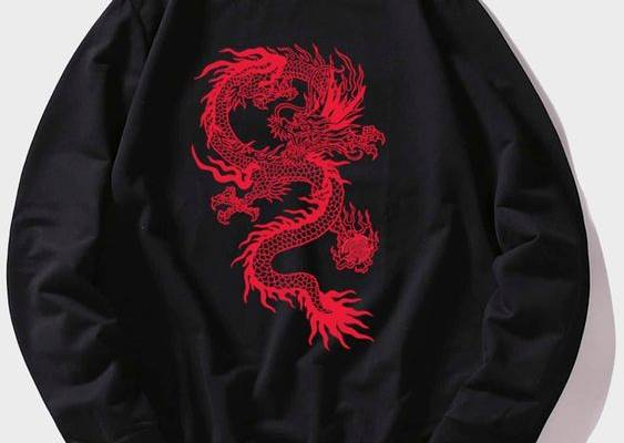 Men Chinese Dragon Graphic Sweatshirt