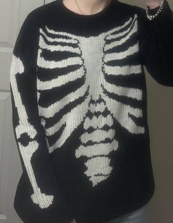Skeleton Pattern Drop Shoulder Sweater | SHEIN USA