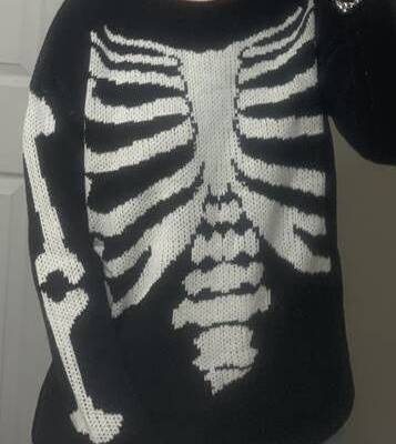 Skeleton Pattern Drop Shoulder Sweater | SHEIN USA