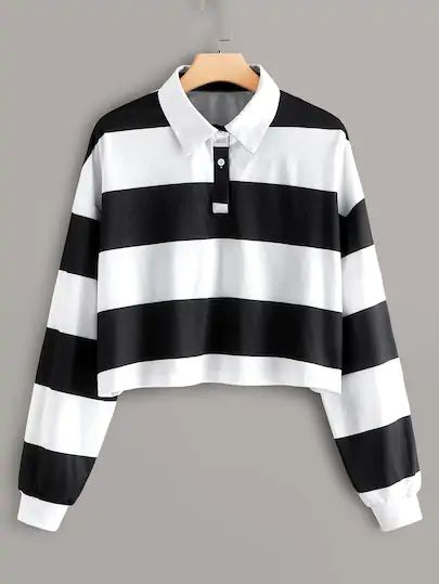 Plus Color-block Striped Polo Tee
